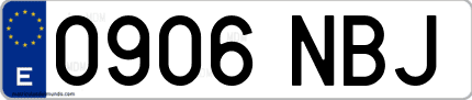 Ejemplo de matrícula de coche ordinaria 0906 NBJ