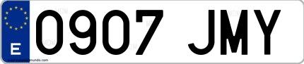 Ejemplo de matrícula española 0907 JMY