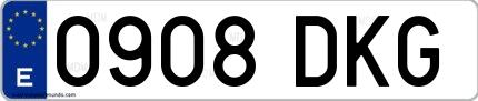 Ejemplo de matrícula española 0908 DKG