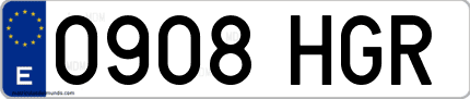 Ejemplo de matrícula de coche ordinaria 0908 HGR