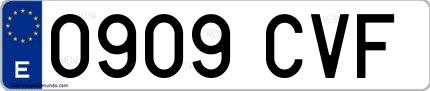 Ejemplo de matrícula española 0909 CVF