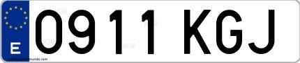 Ejemplo de matrícula española 0911 KGJ