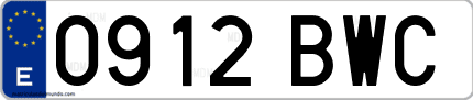 Ejemplo de matrícula de coche ordinaria 0912 BWC