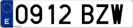 Ejemplo de matrícula española 0912 BZW