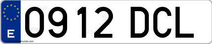 Ejemplo de matrícula de coche ordinaria 0912 DCL