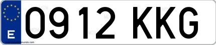 Ejemplo de matrícula española 0912 KKG