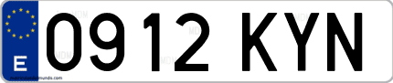 Ejemplo de matrícula de coche ordinaria 0912 KYN