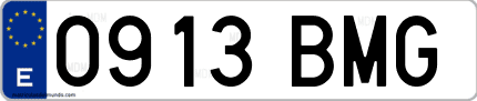 Ejemplo de matrícula de coche ordinaria 0913 BMG