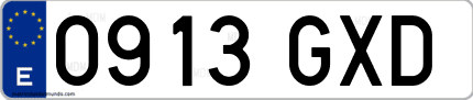 Ejemplo de matrícula de coche ordinaria 0913 GXD