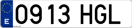 Ejemplo de matrícula de coche ordinaria 0913 HGL