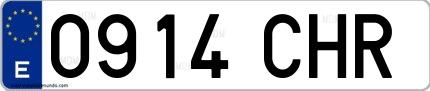 Ejemplo de matrícula española 0914 CHR