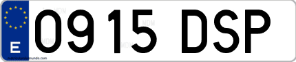 Ejemplo de matrícula de coche ordinaria 0915 DSP