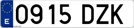 Ejemplo de matrícula española 0915 DZK