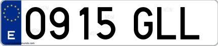 Ejemplo de matrícula española 0915 GLL
