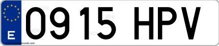 Ejemplo de matrícula española 0915 HPV