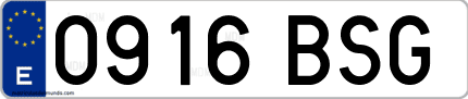 Ejemplo de matrícula de coche ordinaria 0916 BSG