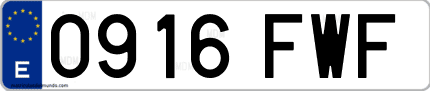 Ejemplo de matrícula de coche ordinaria 0916 FWF