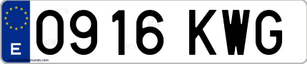 Ejemplo de matrícula de coche ordinaria 0916 KWG
