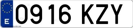 Ejemplo de matrícula española 0916 KZY