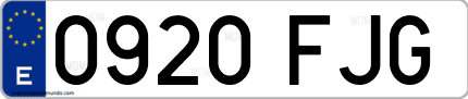 Ejemplo de matrícula de coche ordinaria 0920 FJG