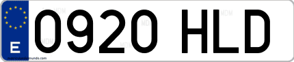 Ejemplo de matrícula de coche ordinaria 0920 HLD
