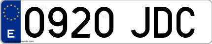 Ejemplo de matrícula de coche ordinaria 0920 JDC