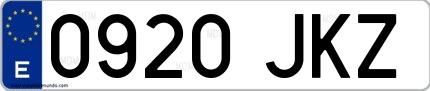 Ejemplo de matrícula española 0920 JKZ