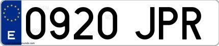 Ejemplo de matrícula española 0920 JPR