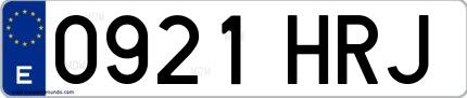 Ejemplo de matrícula española 0921 HRJ
