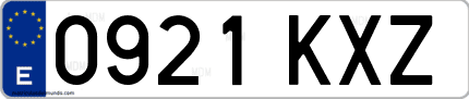 Ejemplo de matrícula de coche ordinaria 0921 KXZ