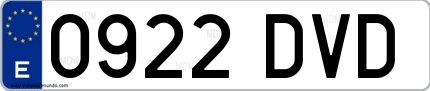Ejemplo de matrícula española 0922 DVD