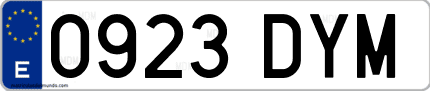 Ejemplo de matrícula de coche ordinaria 0923 DYM
