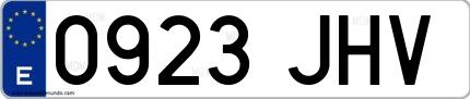 Ejemplo de matrícula española 0923 JHV