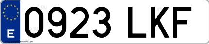 Ejemplo de matrícula española 0923 LKF