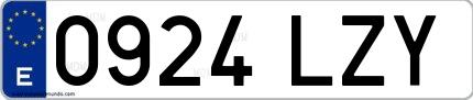 Ejemplo de matrícula española 0924 LZY