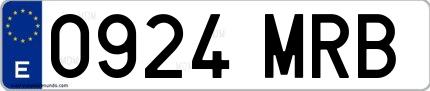 Ejemplo de matrícula española 0924 MRB