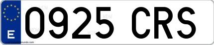 Ejemplo de matrícula española 0925 CRS