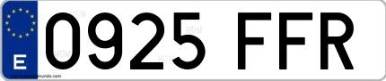 Ejemplo de matrícula española 0925 FFR