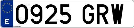 Ejemplo de matrícula española 0925 GRW