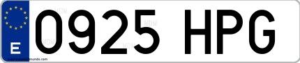 Ejemplo de matrícula española 0925 HPG