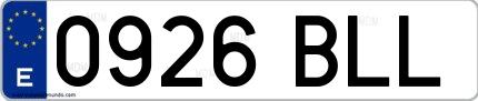 Ejemplo de matrícula española 0926 BLL