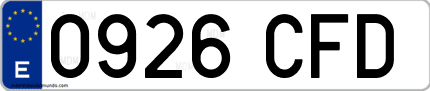 Ejemplo de matrícula de coche ordinaria 0926 CFD
