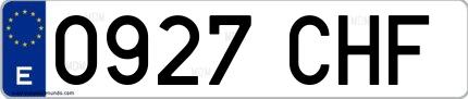 Ejemplo de matrícula española 0927 CHF