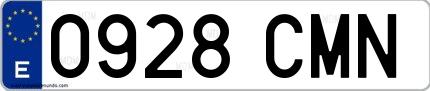 Ejemplo de matrícula española 0928 CMN