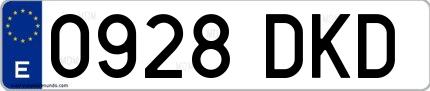 Ejemplo de matrícula española 0928 DKD