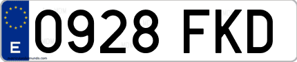 Ejemplo de matrícula de coche ordinaria 0928 FKD