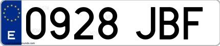 Ejemplo de matrícula española 0928 JBF