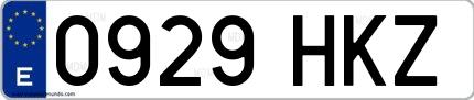Ejemplo de matrícula española 0929 HKZ