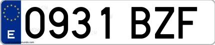 Ejemplo de matrícula española 0931 BZF