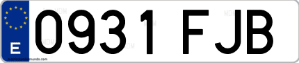 Ejemplo de matrícula de coche ordinaria 0931 FJB
